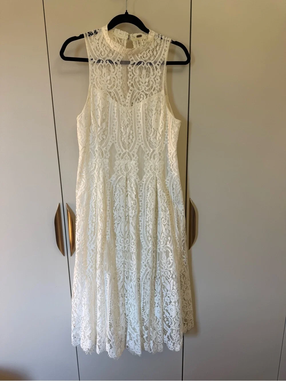 Free People White Lace Knee-Length Dress | Boho Cottagecore Wedding Bridal M